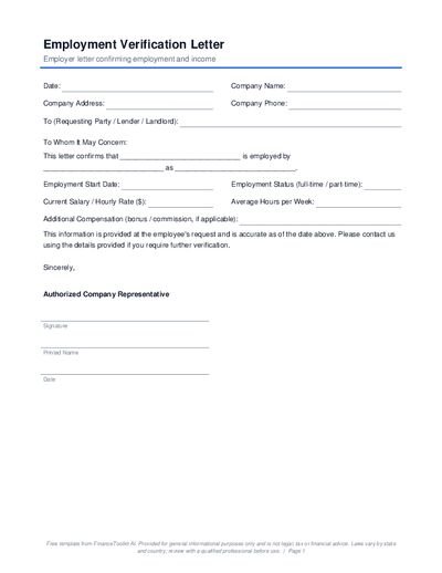 Employment Verification Letter preview