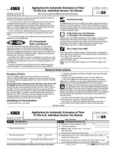 IRS Form 4868 preview