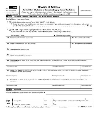IRS Form 8822 preview