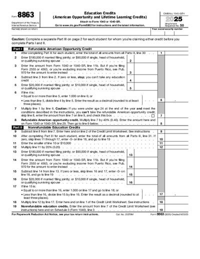 IRS Form 8863 preview