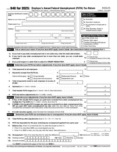 IRS Form 940 preview