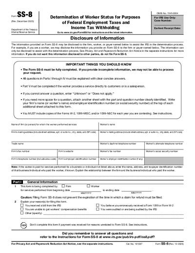 IRS Form SS-8 preview