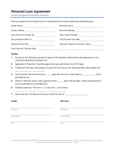 Personal Loan Agreement preview