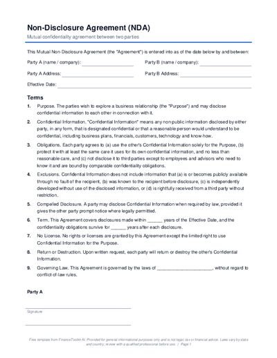 Non-Disclosure Agreement (NDA) preview