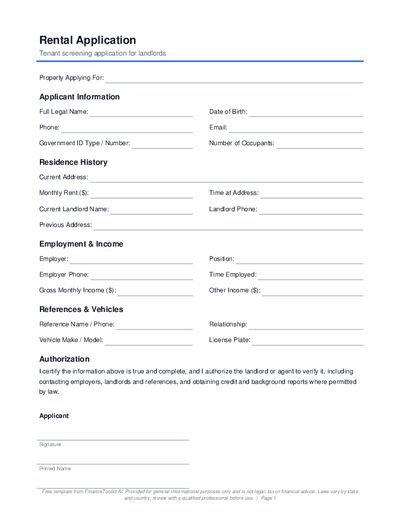 Rental Application preview