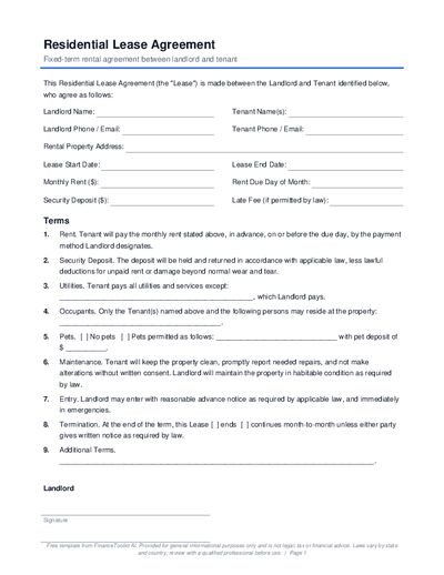 Residential Lease Agreement preview