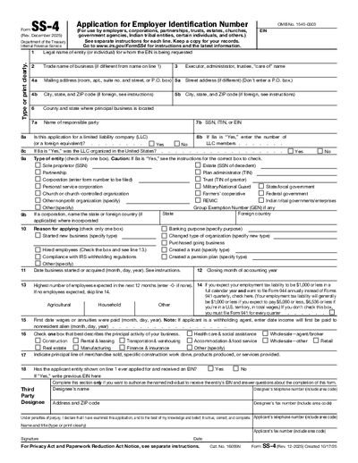SS-4 Form preview