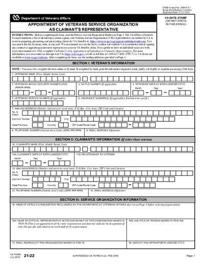 VA Form 21-22 preview