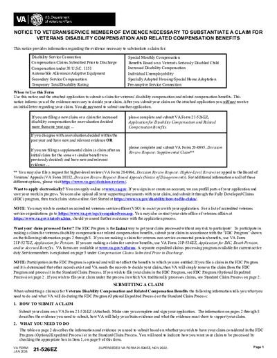VA Form 21-526EZ preview
